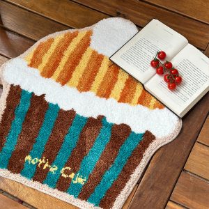 Orange Muffin Cute Plush Carpet Door Mat - Soft, Original Design for Home Decor, Cozy Entryway Accent