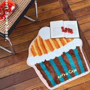Orange Muffin Cute Plush Carpet Door Mat - Soft, Original Design for Home Decor, Cozy Entryway Accent