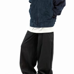 Oversized American Sports Wide-Leg Pants - Unisex Curved Blade Design, Simple Solid Color Casual Floor-Length Style