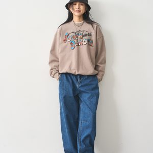 Oversized Printed Sweatshirt for Women - 2024 Spring American Lazy Style Round Neck Top