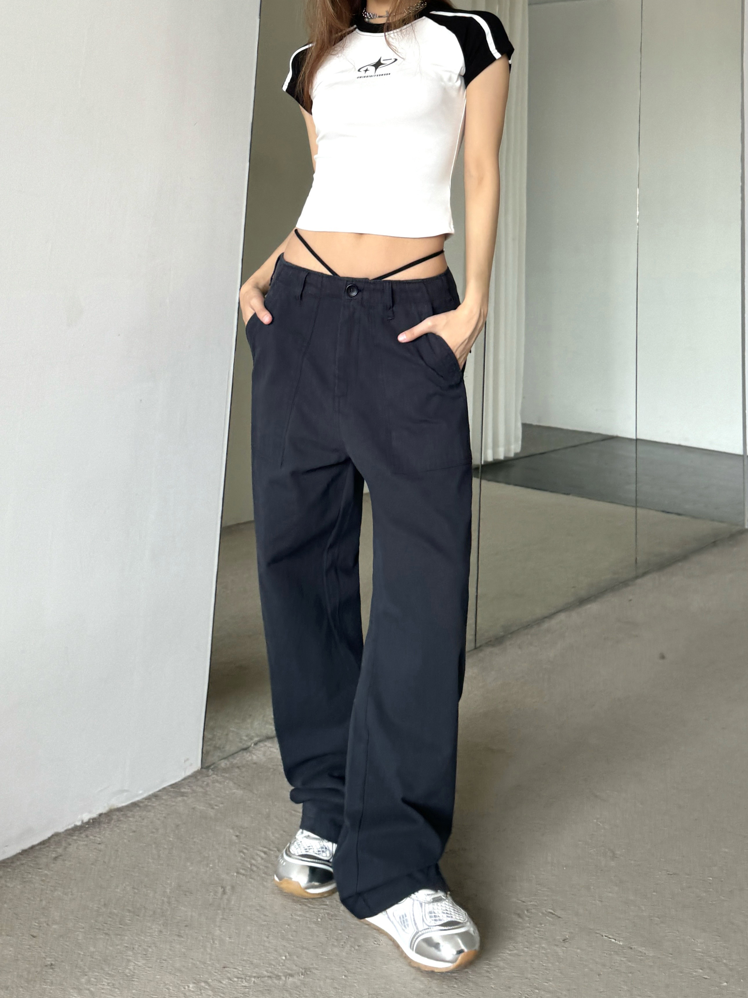 Oversized Retro Street Hip-Hop Cargo Pants for Women - Spicy American-Style Wide-Leg Floor-Length Casual Trousers