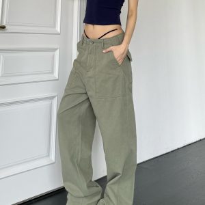 Oversized Retro Street Hip-Hop Cargo Pants for Women - Spicy American-Style Wide-Leg Floor-Length Casual Trousers