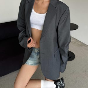 Oversized Spicy Girl Suit Jacket - High-End American Style, Loose Fit, Trendy Fashion for a Chic Look