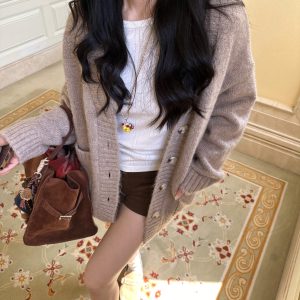 Oversized Three-Color Thick Wool Sweater | Warm Cotton Candy Winter Knitwear for Cozy Style