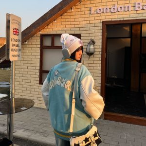 Padded Embroidered Baseball Jacket for Women - American Street Style, Loose Fit Spring Fashion