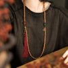 Personalized 108 Beads Sandalwood Necklace and Tassel Bracelet Set for Women - Unique Prayer Bead Jewelry