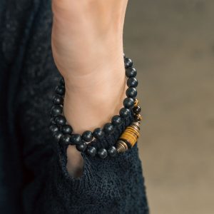 Personalized Ebony Double Circle Bracelet for Men and Women, Retro Tiger Eye Stone Jewelry, Trendy Fashion Accessory