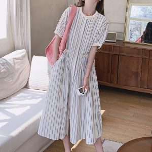 Petite Blue Striped Shirt Dress - Sweet Age-Reducing Casual Summer Dress for Women, Trendy and Stylish for Effortless Chic Looks