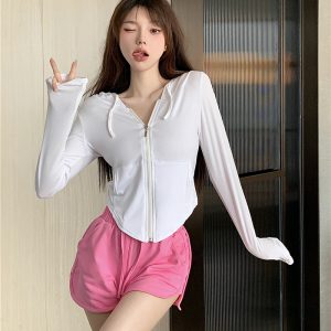 Petite Casual Sportswear Set - Sun Protection Shirt & Shorts, Age-Reducing, Trendy Influencer Style, Stylish Two-Piece Ensemble