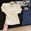 Petite Fitted Short Lace Hollow Back Top with Unique Short Sleeves - Stylish Women's Fashion for Effortless Chic Looks