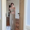Petite Off-Shoulder Camisole & Casual Suit Pants Two-Piece Set - Stylish Outfit for Women, Perfect for 90s and Y2K Fashion Lovers