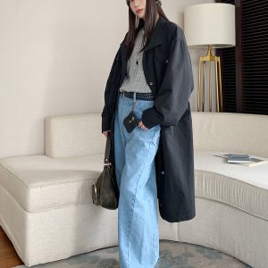 Petite Oversized Multi-Pocket Parka Windbreaker Coat for Women, High-End Black Mid-Length Outerwear, Y2K Fashion