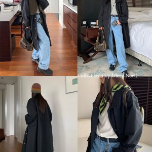Petite Oversized Multi-Pocket Parka Windbreaker Coat for Women, High-End Black Mid-Length Outerwear, Y2K Fashion