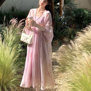 Pink Embroidered French Vacation Style Dress Set for Women - Summer 2025 Two-Piece Camisole Dress Outfit