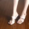 Pink Genuine Leather Open-Toe Sandals for Women - One-Strap Thin-Heeled Soft-Bottom Slippers for Summer 2024