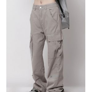 Pink Straight Casual Work Pants for Women – Trendy American Retro Hip-Hop Street Dance Style