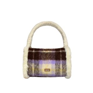 Plaid Large Capacity Toast Bag - Grape Milk Jelly Design, Fashion Casual Shoulder Bag for Autumn Winter Style