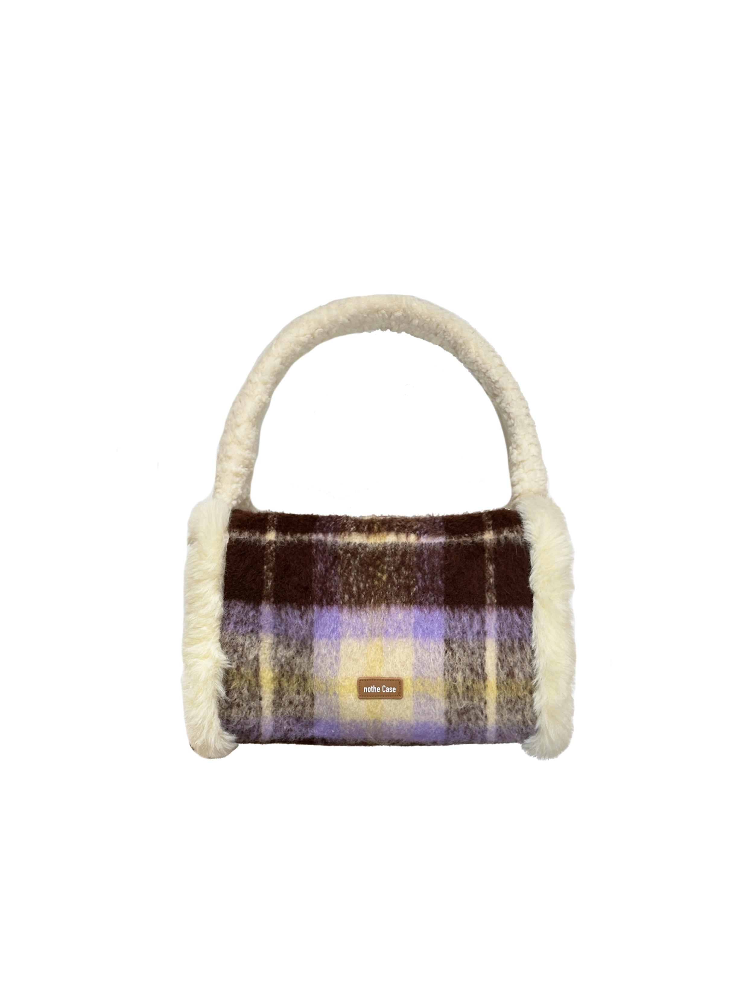 Plaid Large Capacity Toast Bag - Grape Milk Jelly Design, Fashion Casual Shoulder Bag for Autumn Winter Style