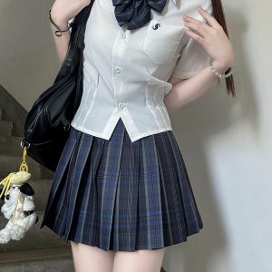 Pleated A-Line Midi Skirt for Women - Summer College Style, Simple Versatile Japanese JK Uniform Fashion