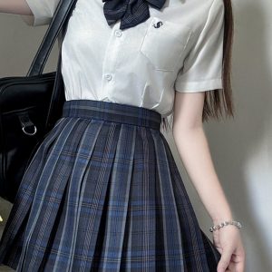 Pleated A-Line Midi Skirt for Women - Summer College Style, Simple Versatile Japanese JK Uniform Fashion