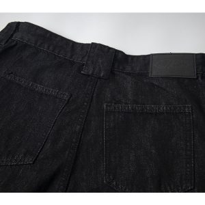 Pleated Original Denim Wide-Leg Jeans with Double Side Seam and Curved Blade Design - Trendy Casual Fashion for Effortless Style