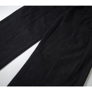 Pleated Original Denim Wide-Leg Jeans with Double Side Seam and Curved Blade Design - Trendy Casual Fashion for Effortless Style
