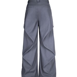 Pleated Straight Leg Pants for Women - Casual Trendy Loose Fit, High-Profile Summer Style, American Fashion, Three-Dimensional Design