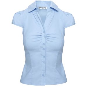 Pleated Waist Solid Color Short Sleeve Shirt - Comfortable Pure Cotton American Style for Spring/Summer Spicy Girl Vibes