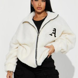 Plus Size Lamb Wool Loose Zipper Cardigan Coat with Lapel - Casual Warm Fashion for Autumn Winter