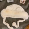 Plush Bear Ear Fisherman Hat for Women - Thickened Winter Lei Feng Style with Warm Ear Protection