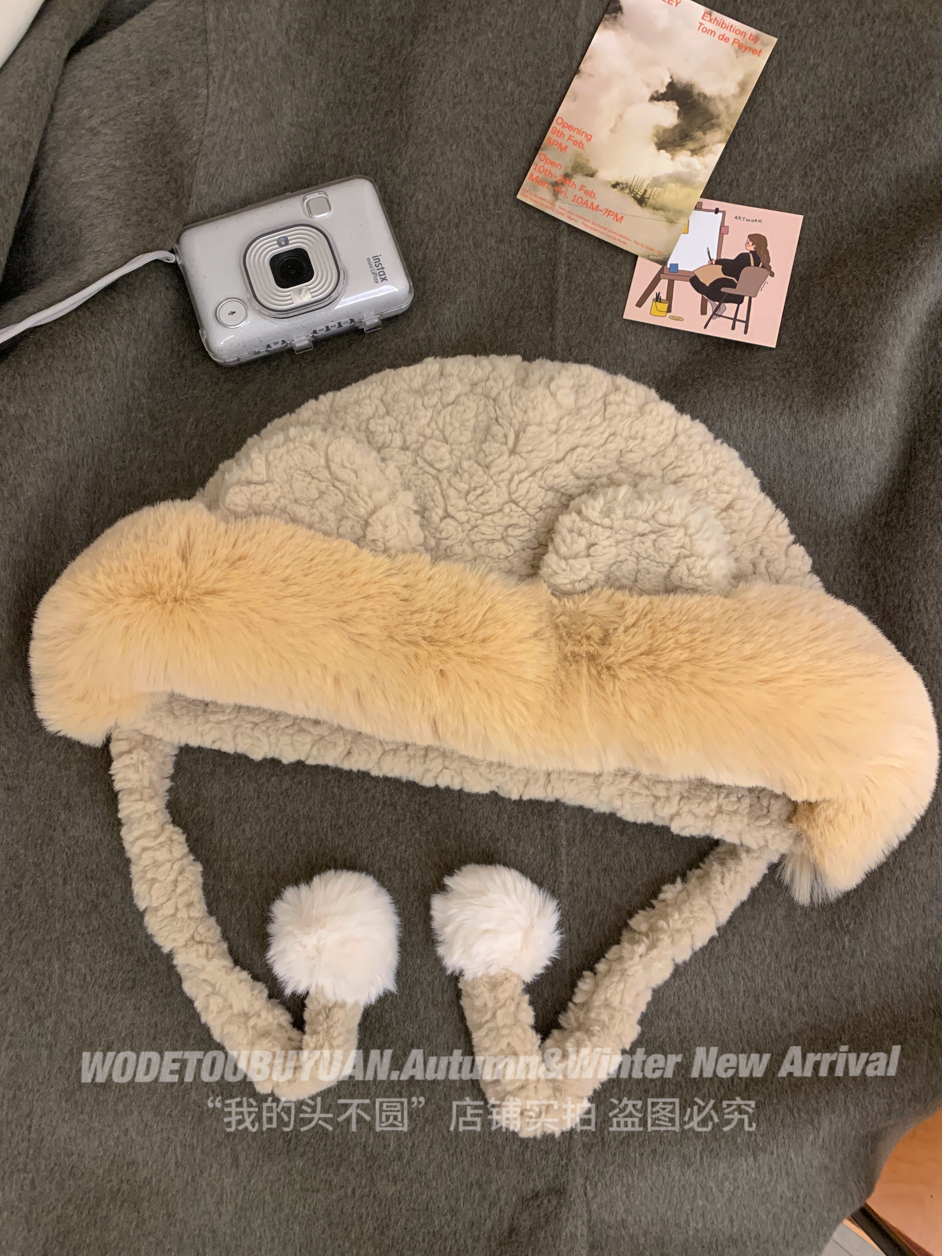 Plush Bear Ear Fisherman Hat for Women - Thickened Winter Lei Feng Style with Warm Ear Protection