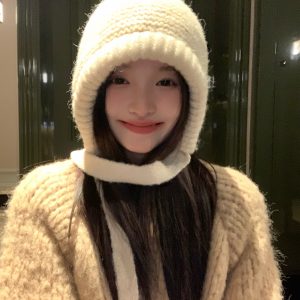 Plush Lei Feng Balaclava Hat for Women - Warm Autumn Winter Ear Protection Beanie, Cozy Headwear for Cold Weather