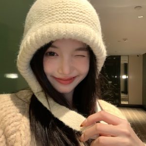 Plush Lei Feng Balaclava Hat for Women - Warm Autumn Winter Ear Protection Beanie, Cozy Headwear for Cold Weather
