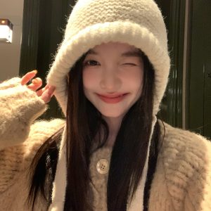 Plush Lei Feng Balaclava Hat for Women - Warm Autumn Winter Ear Protection Beanie, Cozy Headwear for Cold Weather