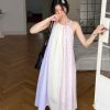 Powder Purple Floral Patchwork Spaghetti Strap Dress for Vacation, Honey Flower Design, Trendy Summer Fashion, Y2K Style