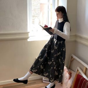 Princess of Light Velvet Patchwork Retro Vest Dress - Elegant Chinese Style Dress for Y2K and Vintage Fashion Lovers