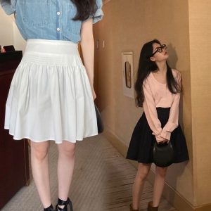 Puffy Princess Dress with High-Waisted Flared Skirt – Lively Korean Style for a Charming 90s Look