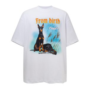 Puppy Dog Print Short Sleeve T-shirt for Couples - Summer 2025 Niche Design, Trendy Casual Wear