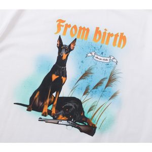 Puppy Dog Print Short Sleeve T-shirt for Couples - Summer 2025 Niche Design, Trendy Casual Wear