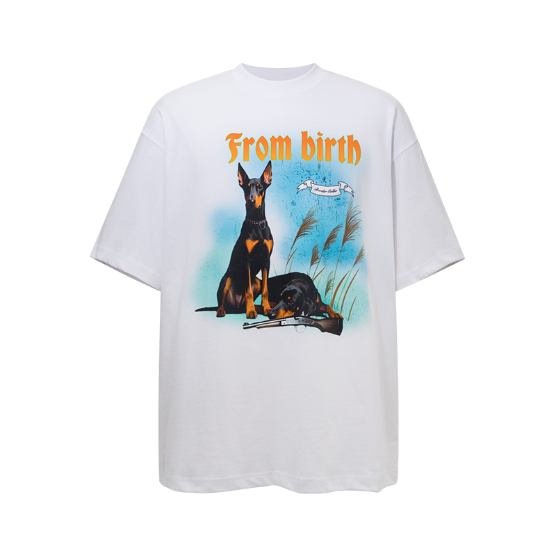 Puppy Dog Print Short Sleeve T-shirt for Couples - Summer 2025 Niche Design, Trendy Casual Wear