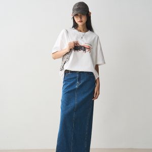 Pure Cotton Sausage Dog Printed T-Shirt - White Loose Fit Short Sleeve Round Neck Top for Casual 90s Y2K Style