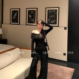 Pure Desire Backless Lace Splicing Long Sleeve Top - Slim Fit Women's T-Shirt for Spring Summer - Trendy Y2K Style