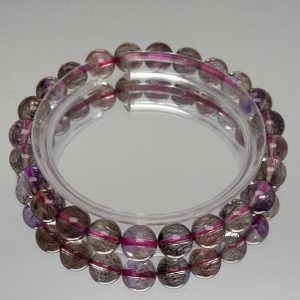 Purple Super Seven Crystal Bracelet for Women - Natural Fairy Design with Fireworks Beads and Black Currant Accents, Boho Style