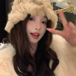 Rabbit Fur Fisherman Hat for Women - Thick Knit Winter Hat 2024, Warm and Stylish for Autumn, Flattering Face Shape