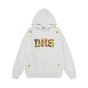 Rainbow Plaid Letter Patch Embroidery Hoodie for Women - Casual Autumn Sweatshirt in National Trend American Style
