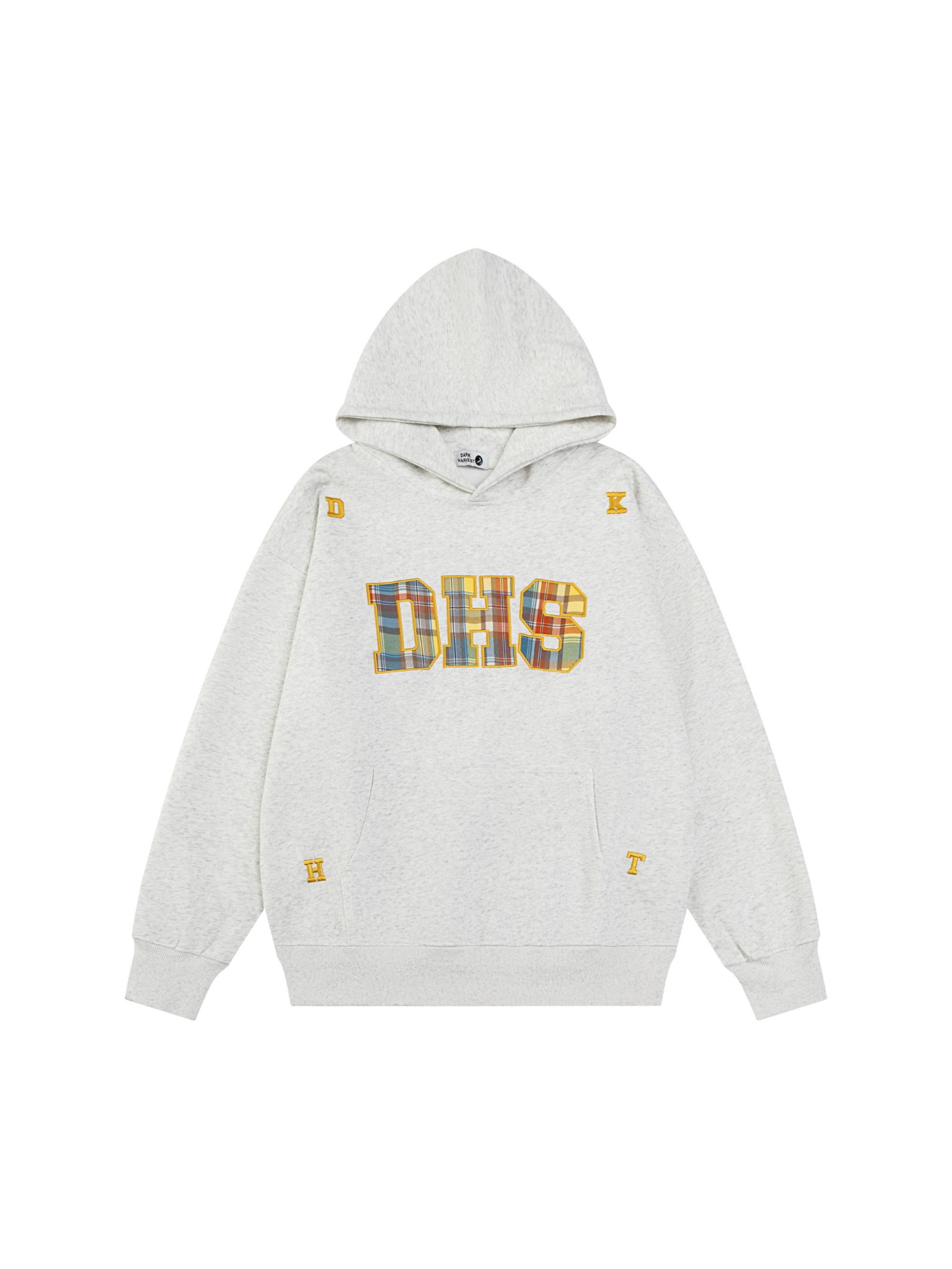 Rainbow Plaid Letter Patch Embroidery Hoodie for Women - Casual Autumn Sweatshirt in National Trend American Style