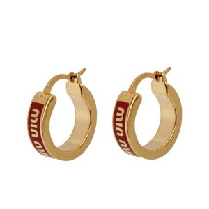Red Enamel Drip Glaze 'M' Circle Earrings - Light Luxury High-End Unique Ear Hoops for Trendy Fashion Lovers