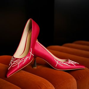 Red High Heels for Bride - Stunning Chinese Style Xiuhe Wedding Shoes, Comfortable Two-in-One Design, High-End Feel