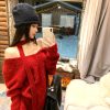 Red Loose V-Neck Sweater for Women - Autumn Winter Knitwear, Long Sleeve Top, Cozy Casual Style, Relaxed Fit