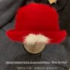 Red Plush Fisherman's Bucket Hat for Women - 2024 Autumn Winter Style, Small Face Gift, Trendy Fashion Accessory
